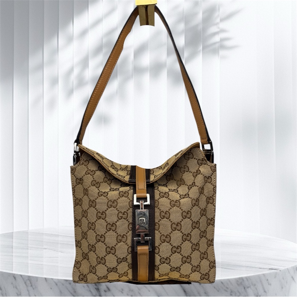 Gucci Jackie Hobo Tan Monogram Shoulder Bag
